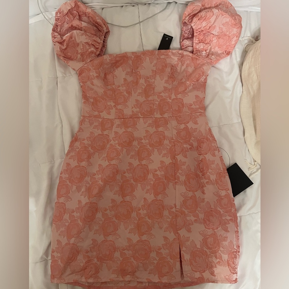 Pink floral short dress